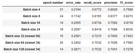 Results from Batch Size Comparisons